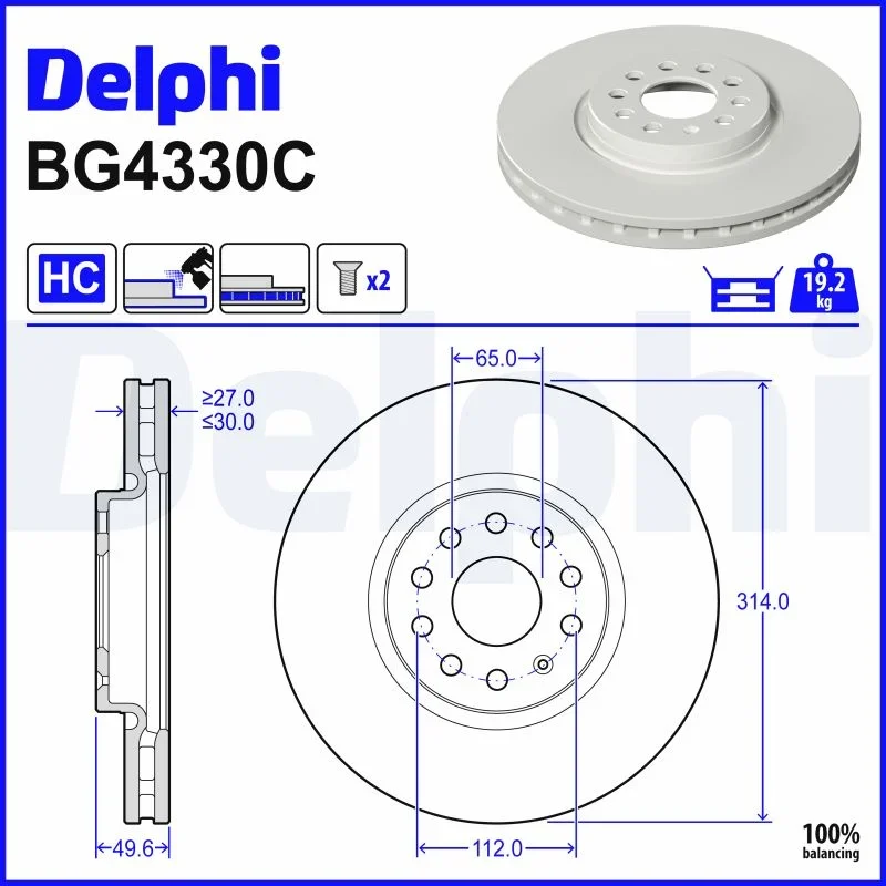 Brzdový kotouč DELPHI BG4330C